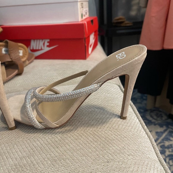 BP Tan Strappy High Heel Sandals with Rhinestone Accents - Picture 3 of 7